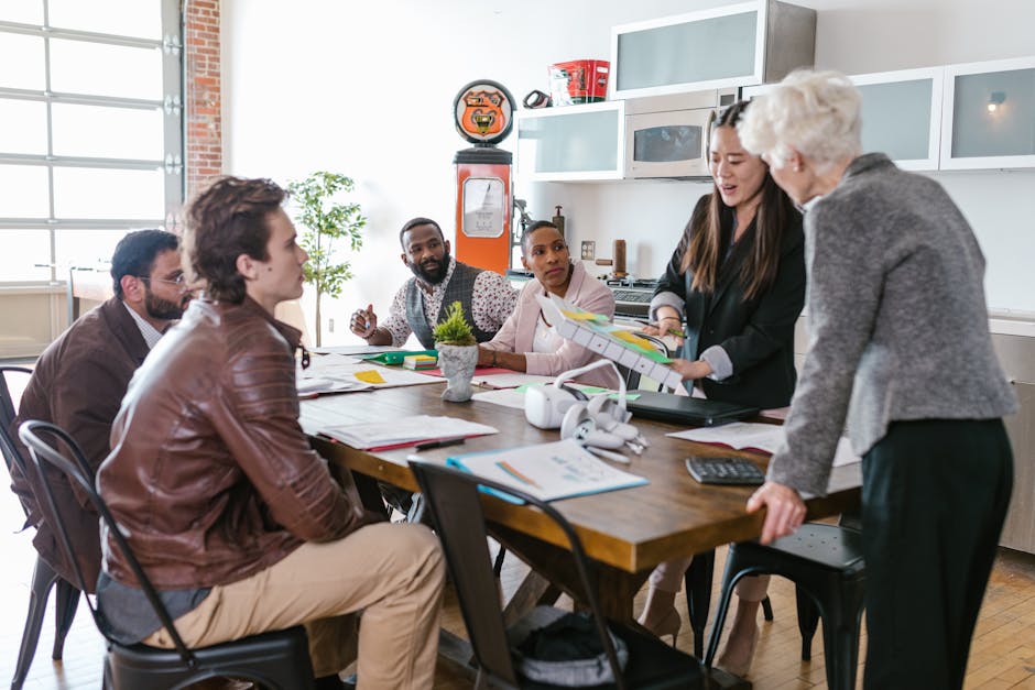 Modern startup office with team collaborating